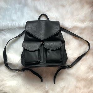 Black leather stylish backpack